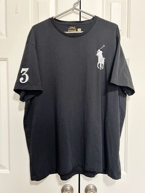 Polo by Ralph Lauren Black Logo Tee Pony XXL 100% Cotton Classic Preppy